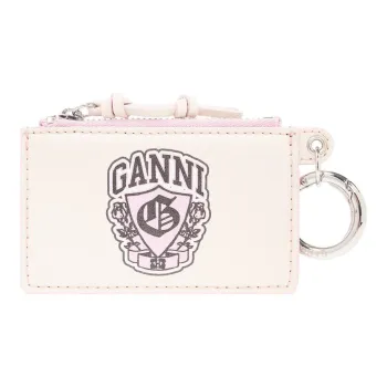 GANNI Recycled Leather Wallet Women's Ecru & Light Pink