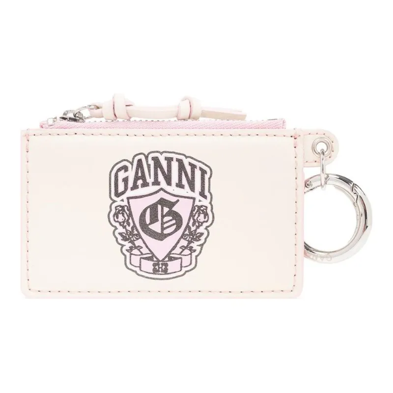 GANNI Recycled Leather Wallet Women's Ecru & Light Pink-0