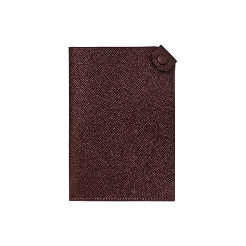 HERMES Tarmac Cow Leather Passport Holder Women's 0G Rouge Sellier Saddle Red-0