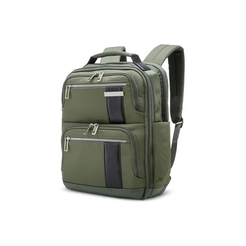 SAMSONITE Nylon Blend Backpack Unisex Forest Green With Silver Accents-0