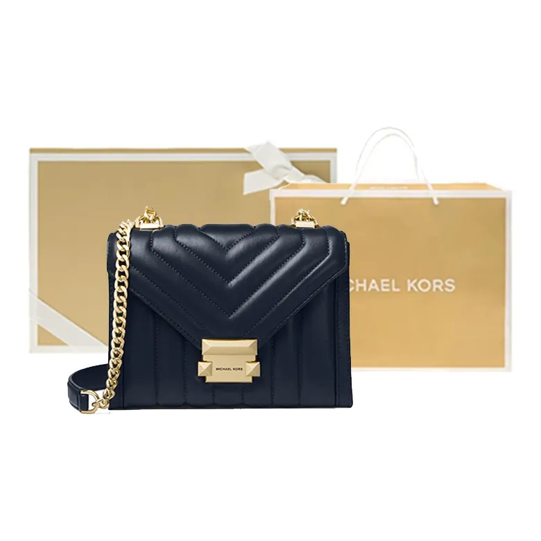 MICHAEL KORS Whitney Sheepskin Envelope Bag Shoulder Bag Crossbody Bag Small Size Women's Navy Blue-8