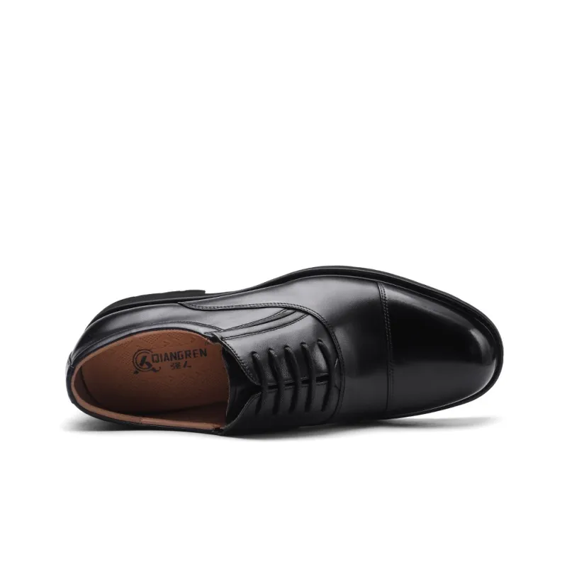 Strongman 3515 Three Strap Leather Shoes For Men Breathable Dress Shoes Three Section Head Derby Shoes-2