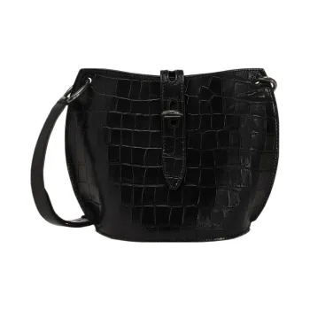 Furla Printed Calfskin Bucket Bag, Shoulder Bag, Crossbody Bag Mini Women's Black