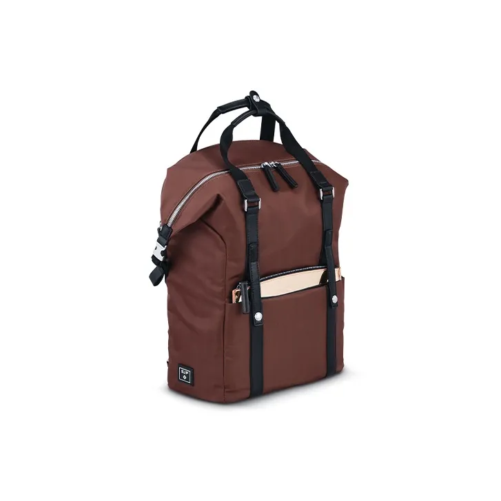 SAMSONITE Nylon Handbag Shoulder Bag Backpack Women's Chocolate Plum With Rose Gold Mirror Finish-1