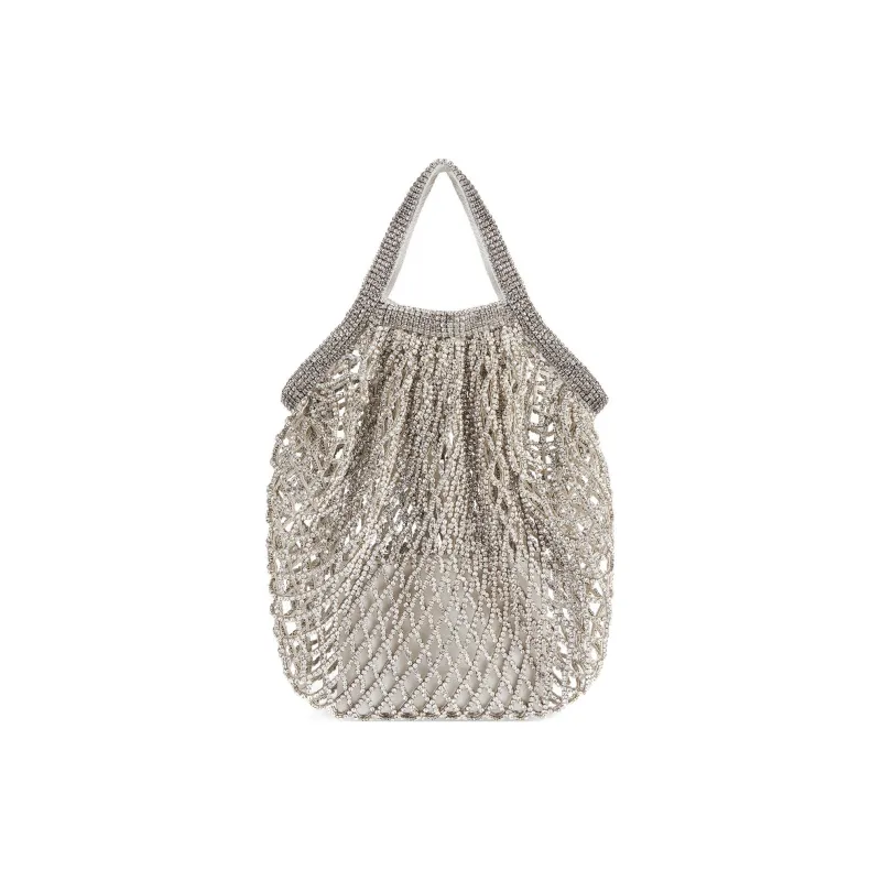 Balenciaga Sheepskin Mesh Bag Handbag Trumpets Women's Silver-3