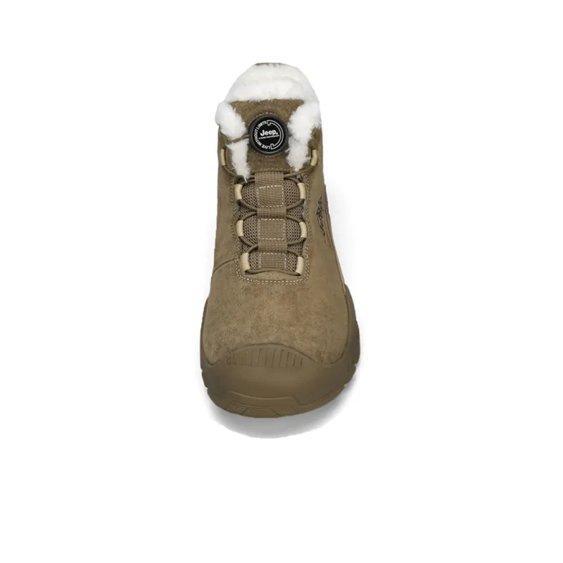 Jeep Warm Fleece Lined Padded Shoes Short Snow Boots Men's Khaki-3