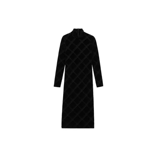 CLUB MONACO Long-Sleeved Dresses Women's Black Plaid