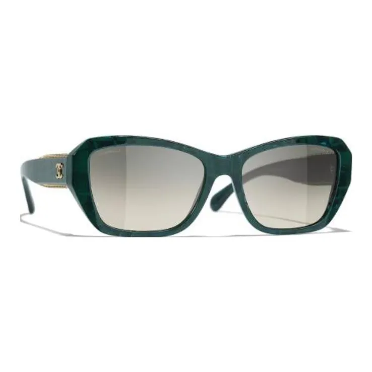 CHANEL Acetate Butterfly Sunglasses Men's Green-1