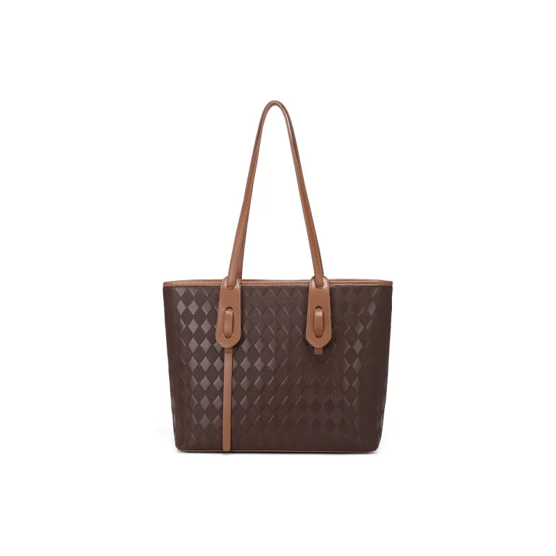 MEXICAN Polyurethane Leather Tote Handbag, Shoulder Bag Women's Apricot & Coffee/Dark Brown & Brown/Ecru & Pink-6