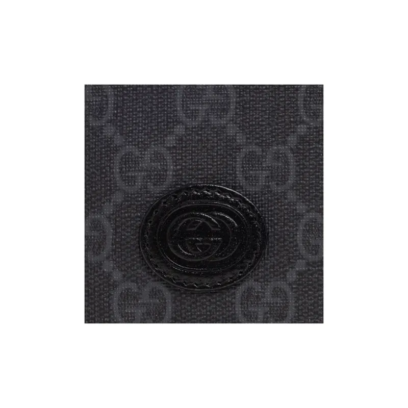 GUCCI Interlocking Canvas With Leather Trim Card Holder Men's Black-4