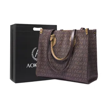 AOKANG PVC Tote Shoulder Bag Handbag Tote Pack Large Size Women's Coffee & Earth Yellow