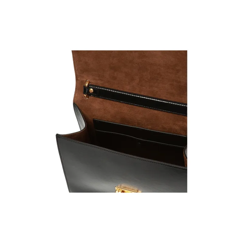 FENDI Kan U Sheepskin Crossbody Bag, Shoulder Bag Women's Black-4