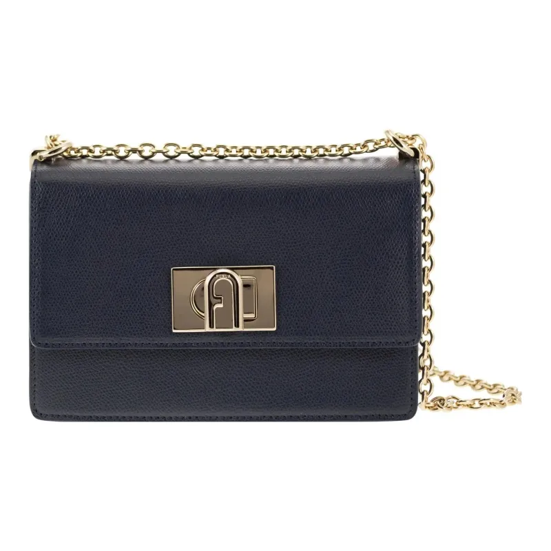 Furla 1927 Collection Calfskin Shoulder Bag, Crossbody Bag Women's Blue-0