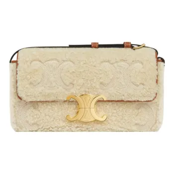 CELINE Shearling Crossbody Bag, Shoulder Bag Women's Natural & Tan