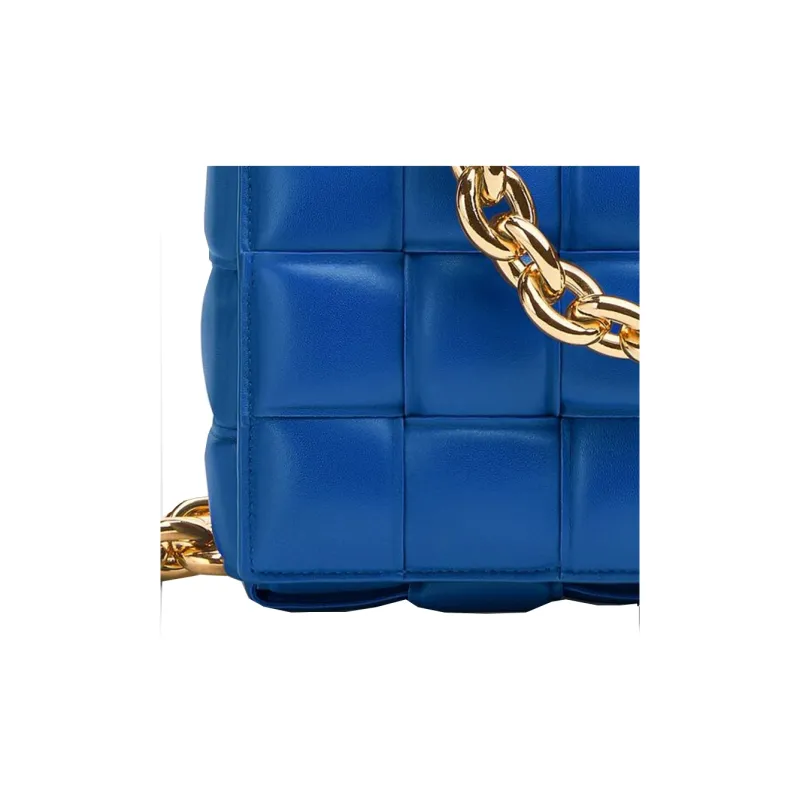 Bottega Veneta Chain Cassette Padded Intreccio Shoulder Bag Cobalt-4
