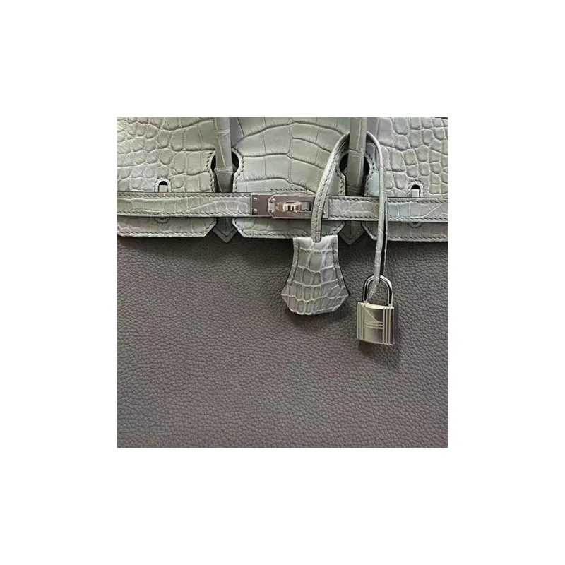 HERMES Birkin Touch Togo Leather With Matte Crocodile Leather Handbag Regular Women's Cumulonimbus Gray-5