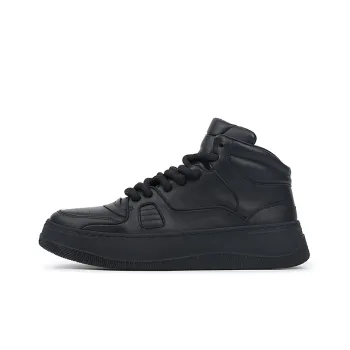 Tide Attack Anti-Slip Wear-Resistant Mid-Top Skateboard Shoes Men's Black