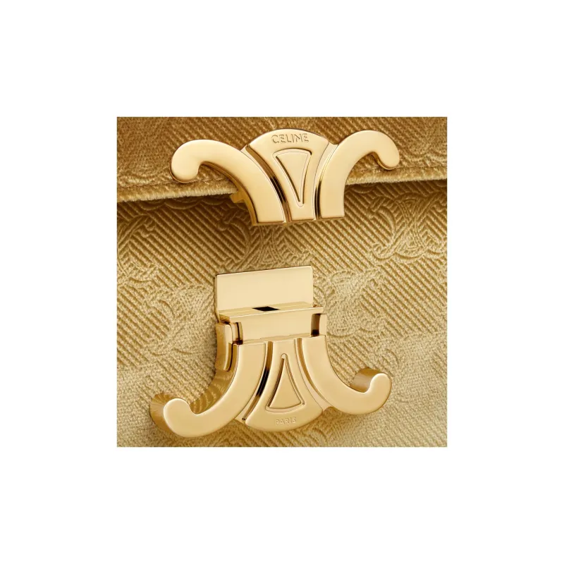 CELINE Triomphe Velour Crossbody Bag Shoulder Bag Women's Gold-4
