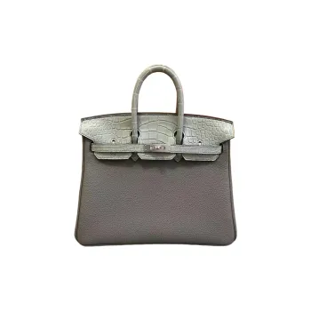 HERMES Birkin Touch Togo Leather With Matte Crocodile Leather Handbag Regular Women's Cumulonimbus Gray