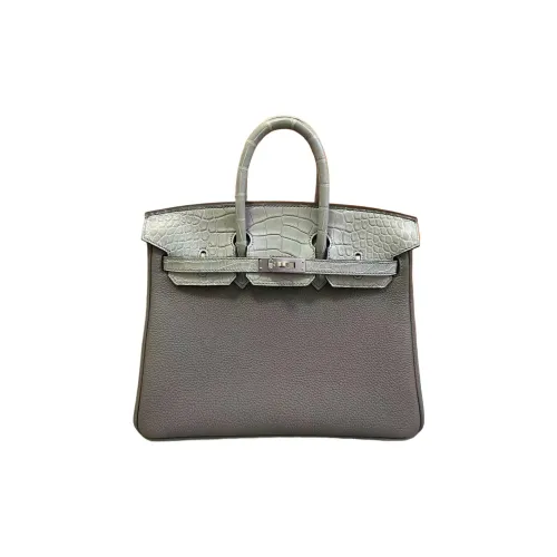 HERMES Birkin Touch Togo Leather With Matte Crocodile Leather Handbag Regular Women's Cumulonimbus Gray