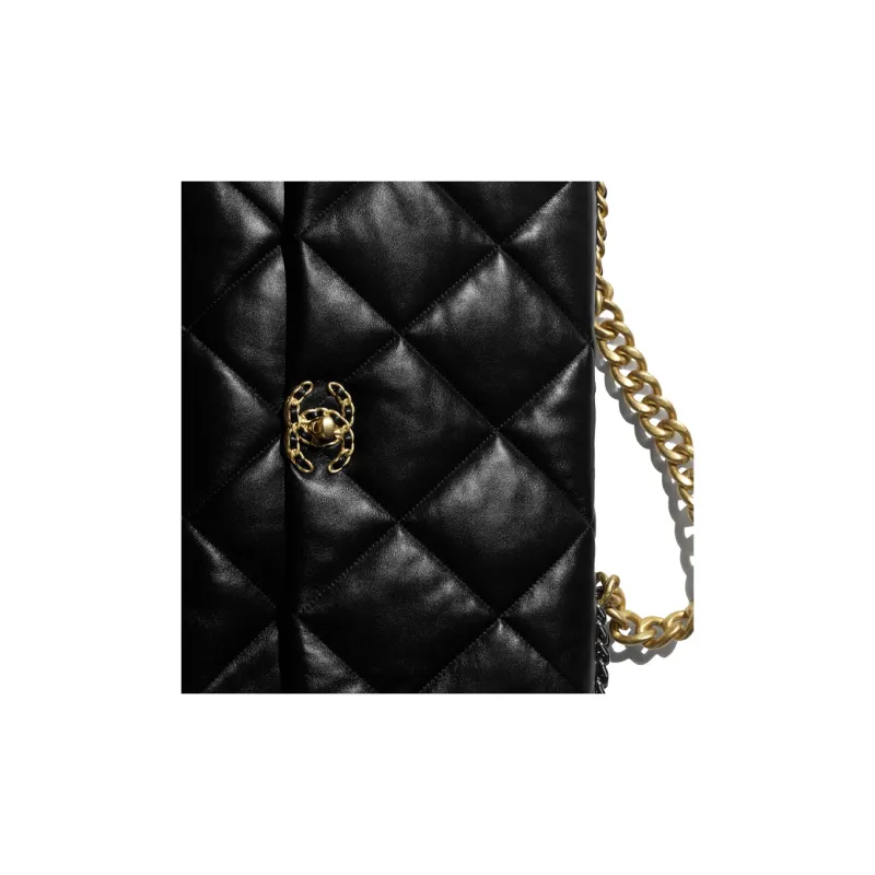 CHANEL 19Bag Bright Lambskin Handbag, Shoulder Bag, Crossbody Bag Tubas Women's Black-2