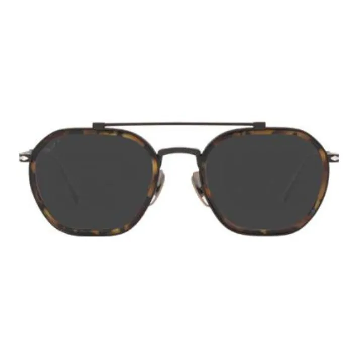 PERSOL Titanium Aviator Sunglasses Unisex Black/Brown-1