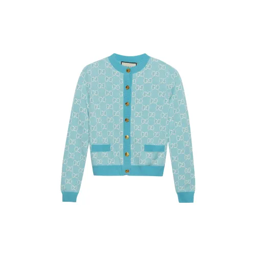 Gucci Ss20 Wool-Blend Bead Cotton Cardigan For Women Blue Female