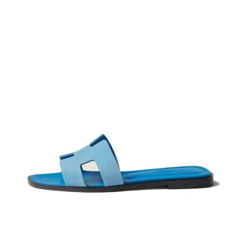 HERMES Oran Rubber Sole Antibacterial Slide Slippers Women's Blue