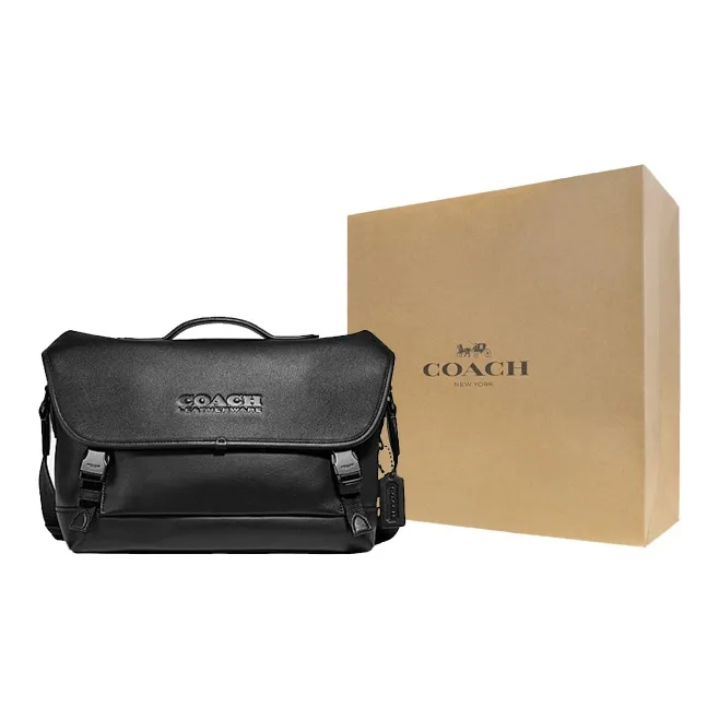 COACH Cow Leather Cycling Bag Messenger Bag Crossbody Bag Shoulder Bag Medium Size Men's Black-5