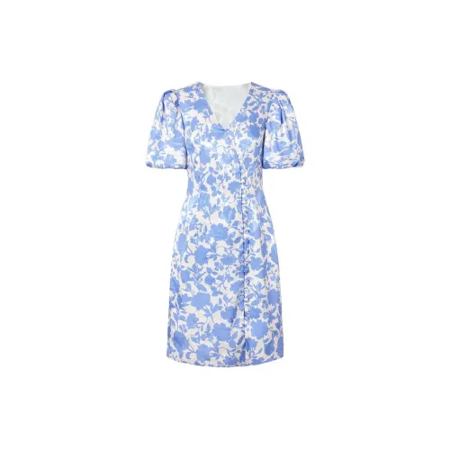 JZ. ANNAKRO Short-Sleeved Dresses Women's Floral Light Blue