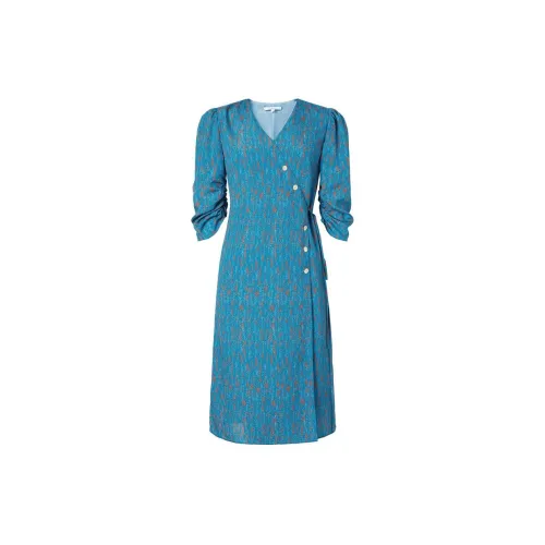 JZ. ANNAKRO Long-Sleeved Dresses Women's Floral Lake Blue