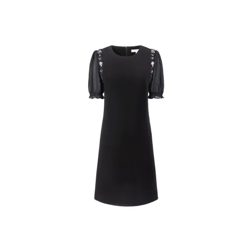 JZ Juzui Short-Sleeved Dresses Women's Plain Black