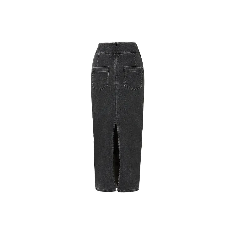 TAMMY TANGS Denim Long Skirt Women's Denim Black-1