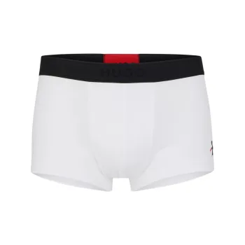 HUGO BOSS Stretch-Cotton Trunks With Double Logo Waistband Boxer Shorts Men's 1 Pack White
