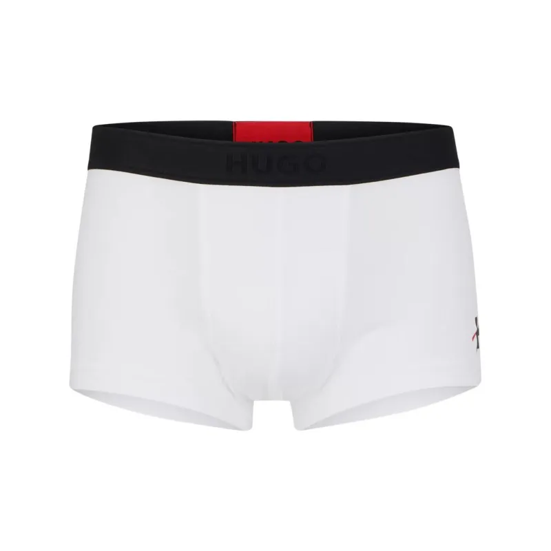 HUGO BOSS Stretch-Cotton Trunks With Double Logo Waistband Boxer Shorts Men's 1 Pack White-0