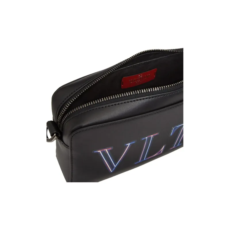 Valentino VLTN Leather Handbag Shoulder Bag Crossbody Bag Men's Black-4
