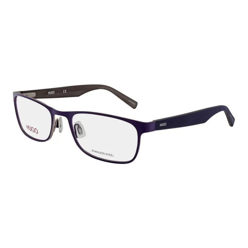 HUGO BOSS Metal Irregular Shape Eyeglass Frames Men's Blue/Gray-0