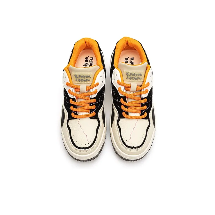 Dafu Leaps Forward Anti Slip Wear Resistant Low Top Skateboard Shoes Women's Black Orange-2