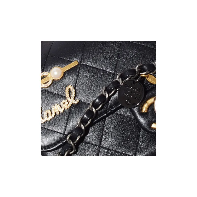 CHANEL 22c Early Spring Sheepskin Shoulder Bag Women's Black-3