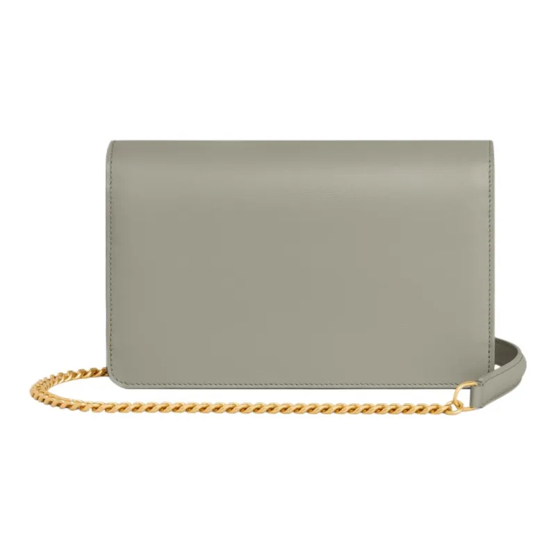 CELINE Shiny Cow Leather Shoulder Bag, Crossbody Bag, Wallet Mini Women's Gray Green-2