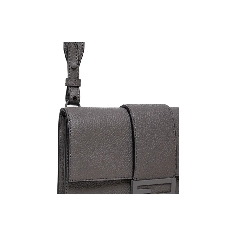 FENDI Baguette Cow Leather Baguette Bag, Shoulder Bag, Crossbody Bag Medium Size Men's Gray-2