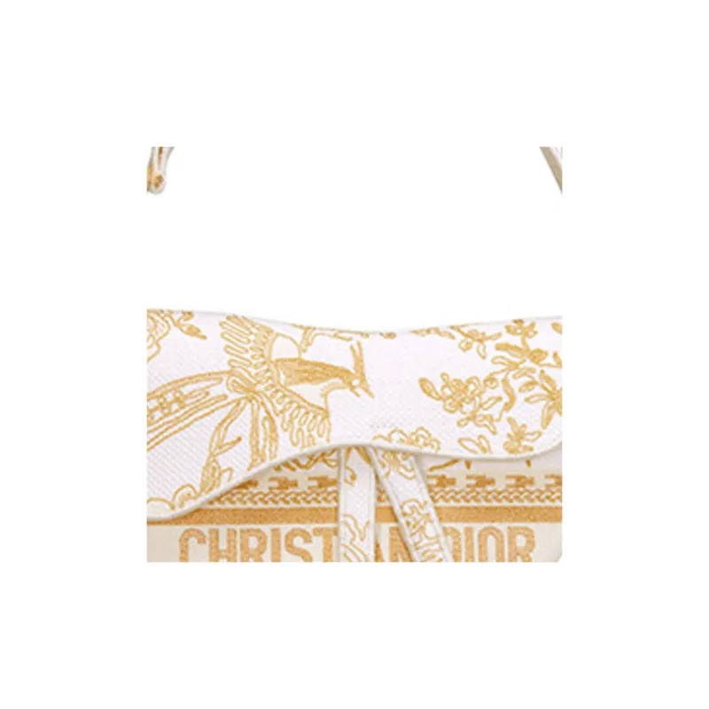 DIOR Pattern Embroidery Saddle Bag Shoulder Bag Crossbody Bag Handbag Regular Women's Light Gold-4