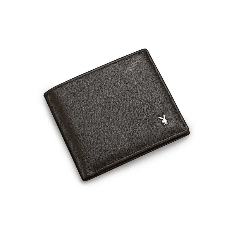Playboy Top Grain Cow Leather Wallet Men's Black/Coffee-7