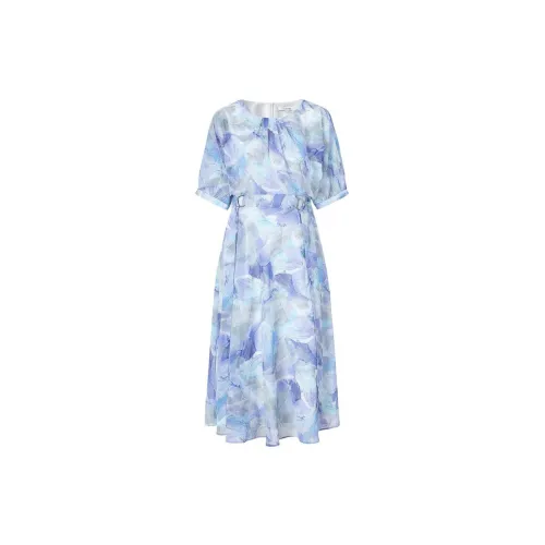 JZ Juzui Short-Sleeved Dresses Women's Floral Purple