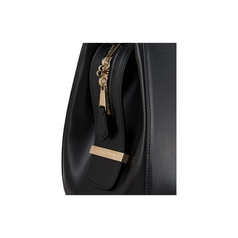 GIORGIO ARMANI Bobbaine Leather Handbag Regular Women's Black-6