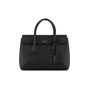 GIORGIO ARMANI Leather Shoulder Bag Crossbody Bag Handbag Large Size Women's Black