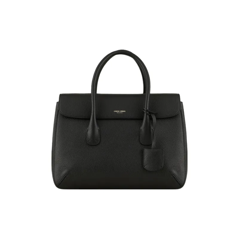 GIORGIO ARMANI Leather Shoulder Bag Crossbody Bag Handbag Large Size Women's Black-0