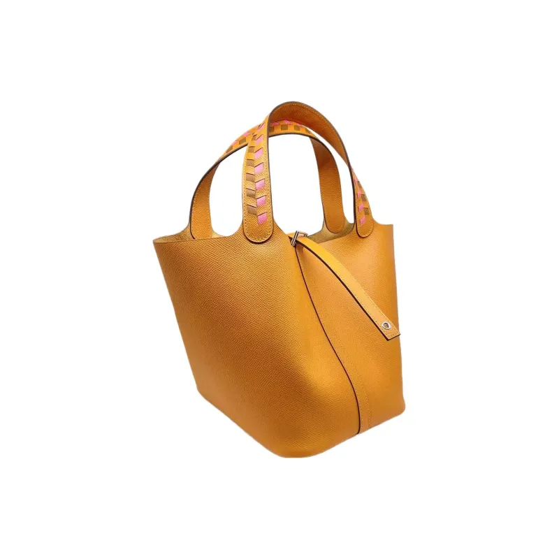 HERMES Picotin Lock Epsom Leather Basket Bag Handbag Bucket Bag Women's Orange-2