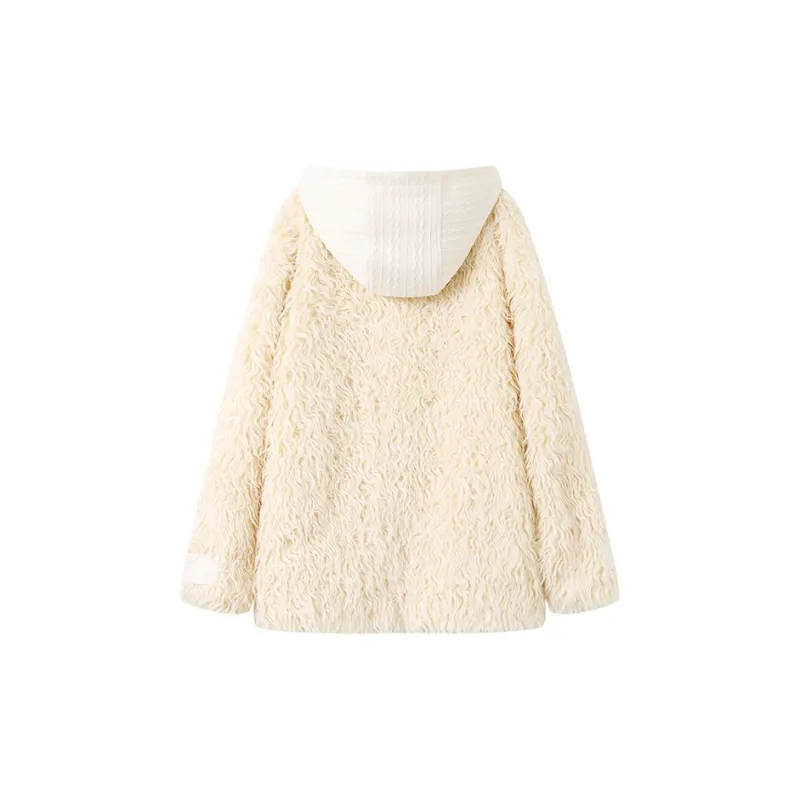ANDREA MARTIN Velvet feel Coat Women's Ecru-1