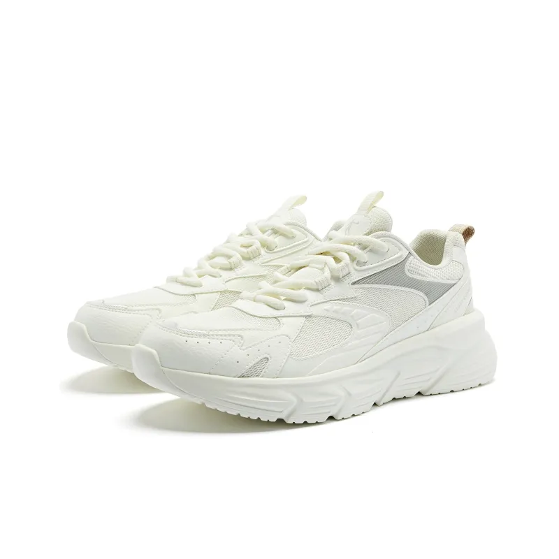 QIAODAN Cushioning Wear Resistant Low Top Running Shoes Men's Ivory Float Stone Color-2